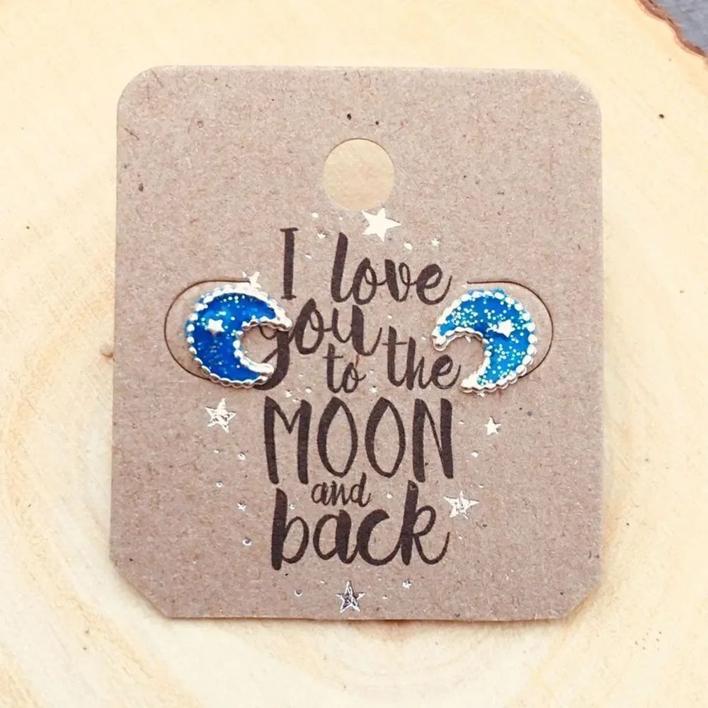 Girls epoxy sparkle sterling space earrings